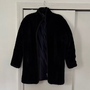 J. Crew Black Faux Fur Coat